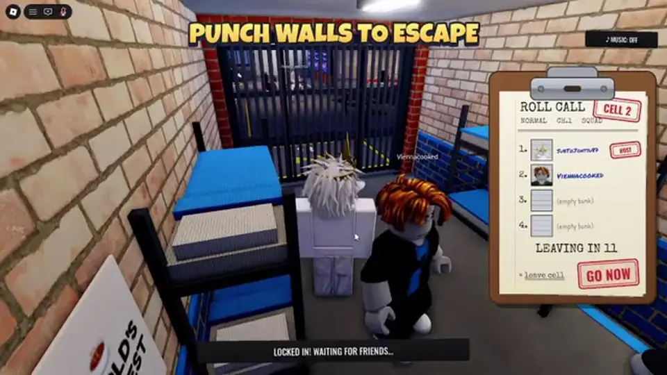 Punch Walls to Escape session-start HUD used to check party size